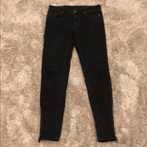 AllSaints “Mast” Black Ankle Zip Skinny Jean